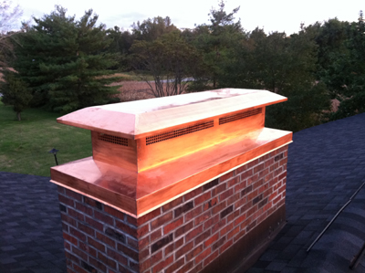Before and after chimney cap replacement in Southampton, NY
